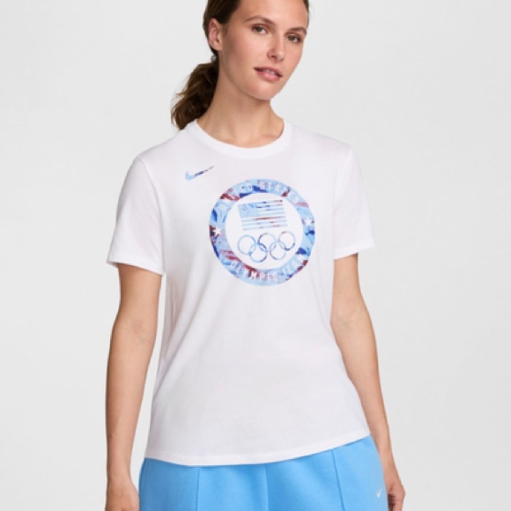 Nike White Short Sleeve Tee with Olympic Emblem